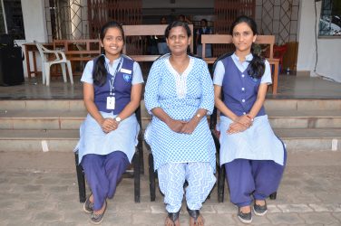 Jessica Pereira & Prarthana Dessai - 1st place in Business Quiz at MES College Tr. in charge Ms. Neeta Manuel