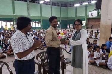 Welcome of Gen. Secretary by the Headmistress on Gandhi Jayanti